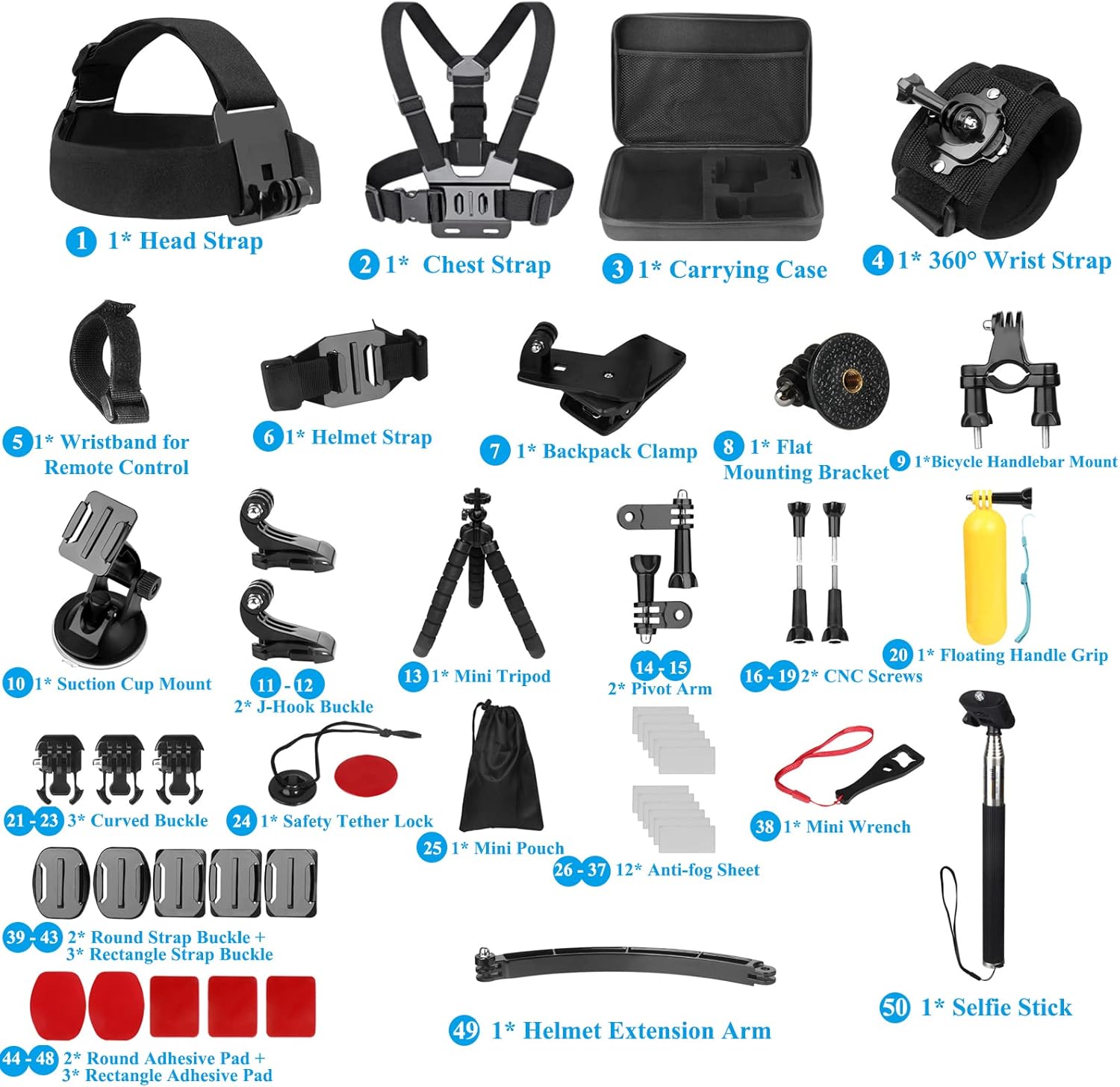Kit d'Accroches Multiples pour GoPro